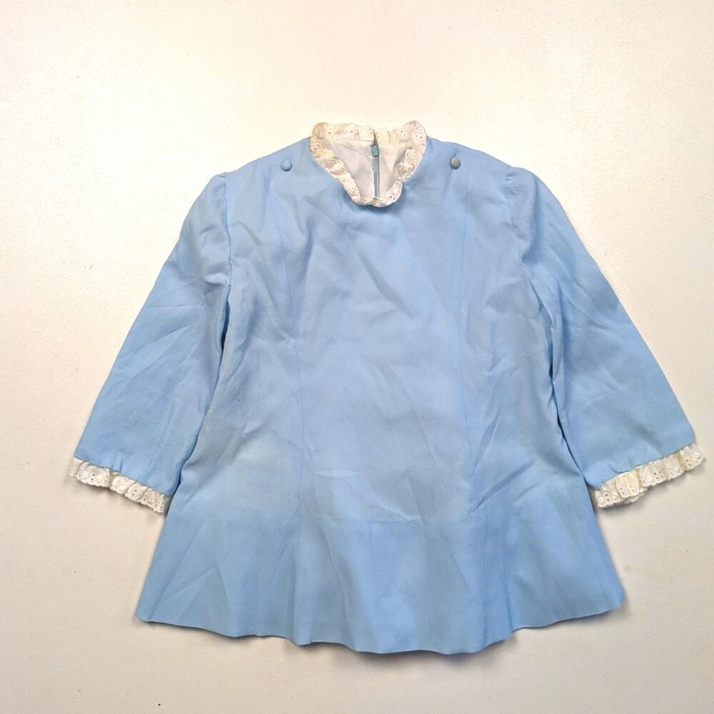 Vintage Handmade Dress Girls Size 18m Blue A Line Retro